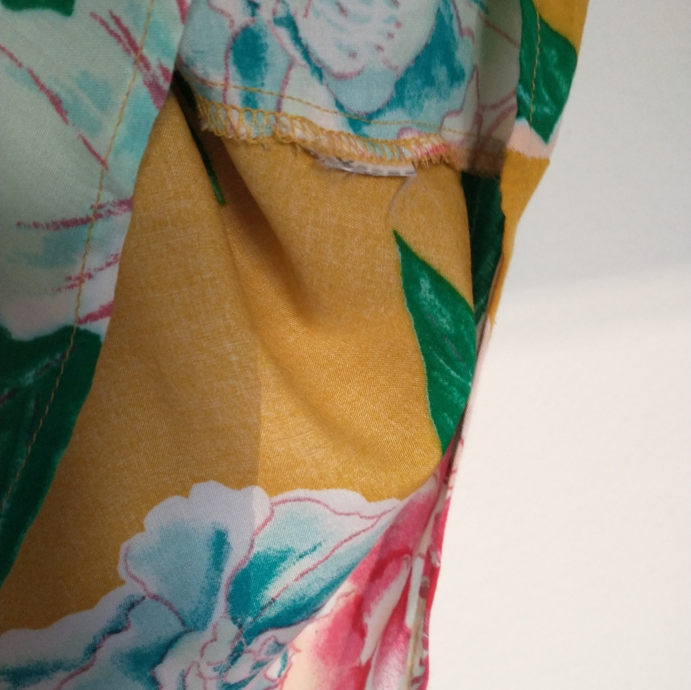 Yellow Floral Print Sleeveless Tunic Tank Top - Picture 9 of 10